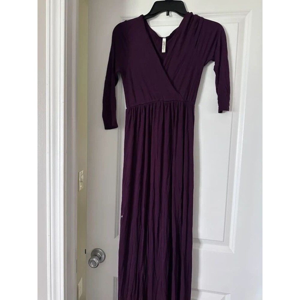 Floor length purple maternity dress